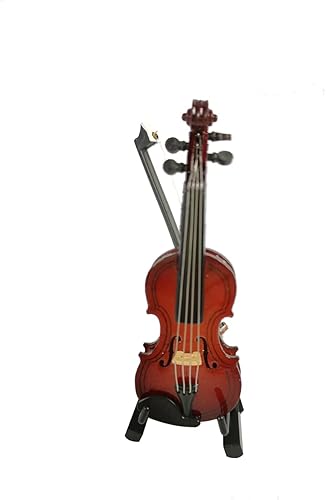 Miniatura 6 de ALANO Marrón Miniatura Violín Ornamento Violín Modelo Instrumento Musical Decorativo 3.1 in Ornamento Madera Muscial Minirature Árbol de Navidad