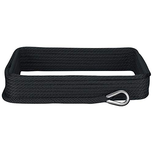 Usr Rope Solid Braid Mfp Anchor Line 3/8" X 100' Black Boat #TOP1