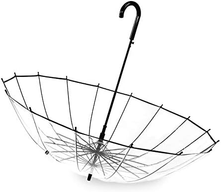 Lancoon Clear Bubble Umbrella 16 Ribs Big Size Windproof Auto Open See Through KS10Black - Image 5