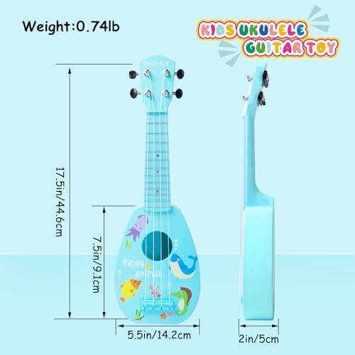 17 Inch Mini Guitar Ukulele Toy for Kids 3-6, Toddler Musical Instruments - 2