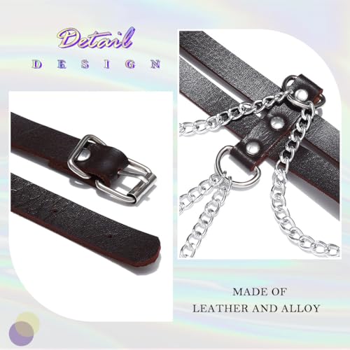 REETAN Leather Body Harness Punk Waist Harness Belts Layered Rave Accessories Belt for Women (Brown)4