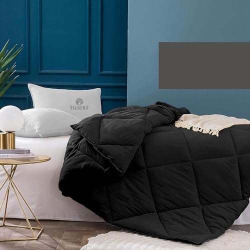Image of Filbert 600 GSM Comforter for Double Bed | Super Warm Winter Quilt /Rajai | Thick Microfiber Blanket with Cloud-Soft Fill | Luxury Bedding for Winters - 90x100 Inch | Black