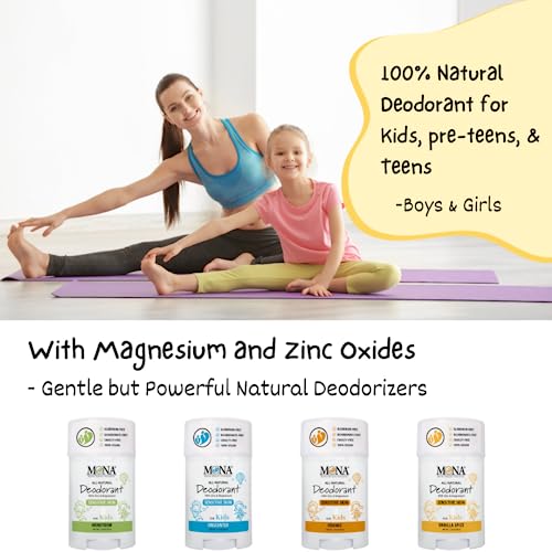 Mona Brands 100% Natural Deodorant For Kids | For Girls & Boys | Sensitive Skin | No Baking Soda | No Aluminum | Vegan, Non-Gmo, Gluten And Cruelty Free (Vanilla Spice 1.76 Oz) #TOP3