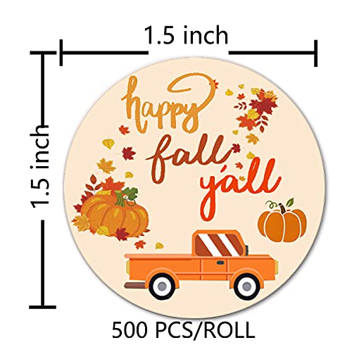 Besttile Happy Fall Y'all Stickers,Thanksgiving Stickers,Autumn Floral Thank You Labels For Party Favors,Envelope Seals & Goodie Bags,1.5 Inches,500Pcs #TOP1