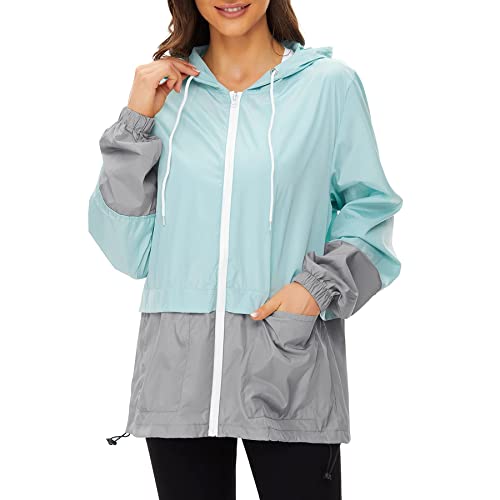 Zando Womens Rain Jacket with Hood - Packable Raincoat for Women Lightweight Rain Jacket Women Waterproof Windproof Windbreaker for Outdoor Travel Hiking Commute Walk Gifts Mint Green XL