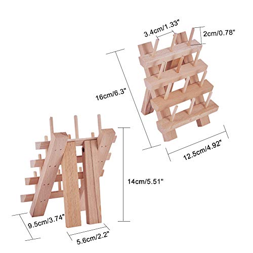 Ph Pandahall 12 Spool/Cone Small Foldable Wooden Thread Rack Holder Sewing Embroidery Thread Holder Sewing Organizer For Sewing Embroidery, Burlywood #TOP2