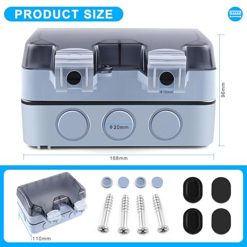 Image of MX IP66 Waterproof Outdoor Power Socket Box - 2 Indian 16A Socket 250V, 4-Module Weatherproof Electrical Outlet with Locking System for Garden, Patio, Balcony, Home, Hotel