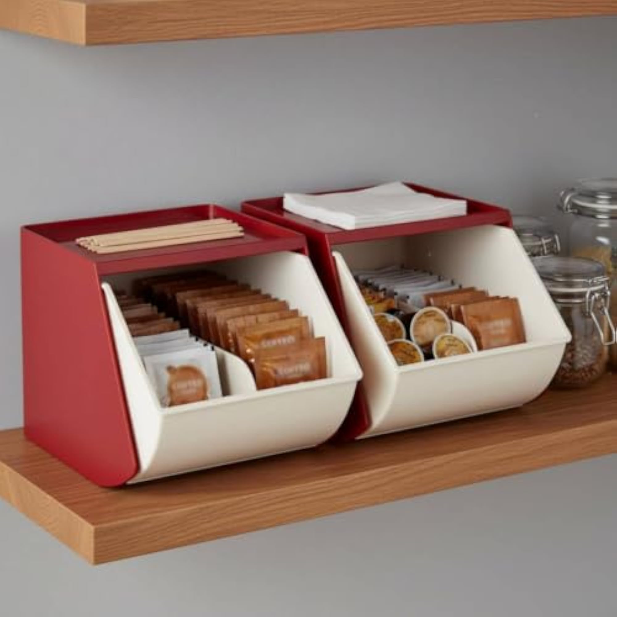 Wall-Mountable Tea Bag Organizer Box for Kitchen Counter