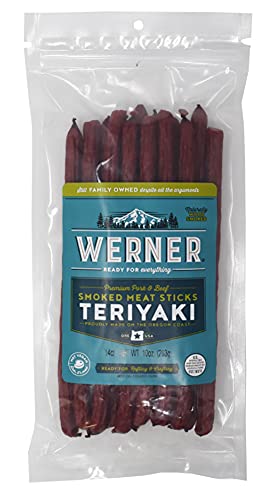 Werner Teriyaki Meat Sticks - 14 Count Bulk Meat Sticks, 10 Ounce Resealable Bag
