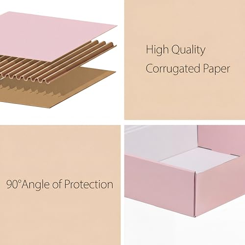 Image of RLAVBL 12x9x3 Shipping Boxes Set of 20, Pink Corrugated Cardboard Box for Packing, Mailing, Business, Gift