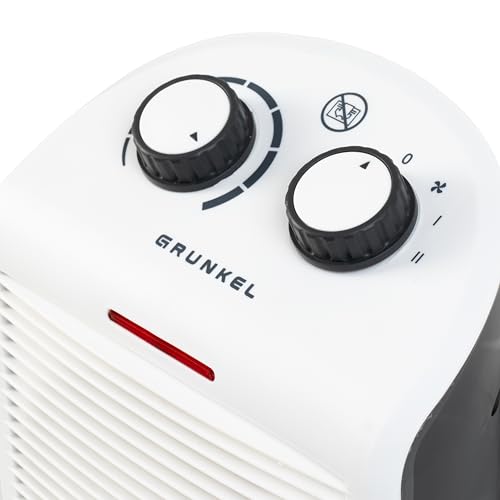 Calefactor de baño Grunkel de bajo consumo, hasta 2000W, 3 modos, 6 niveles de potencia, antivuelco y sistema de protección contra el sobrecalentamiento. Ligero y cable de 1m. (Blanco) - imagen 8