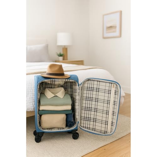 World Traveler Dejuno Cirrus Lightweight Expandable Spinner Luggage, Pink, Large Checked2