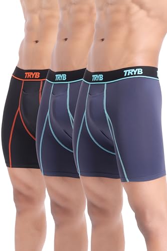 Image of TRYB Sports Underwear for Men | Stretchable Liquid Semi Compression Shorts | Trunks for Running & Gym Workout | Quick Dry, Breathable & Anti Chafing | Sports Innerwear Boxers