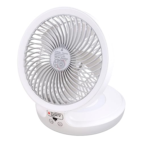 Pocoiau Ventilador de circulación de aire recargable por USB de 4000 mAh, oscilación de 120 grados, ventilador plegable de 4 velocidades con lámpara LED para colgar en la pared