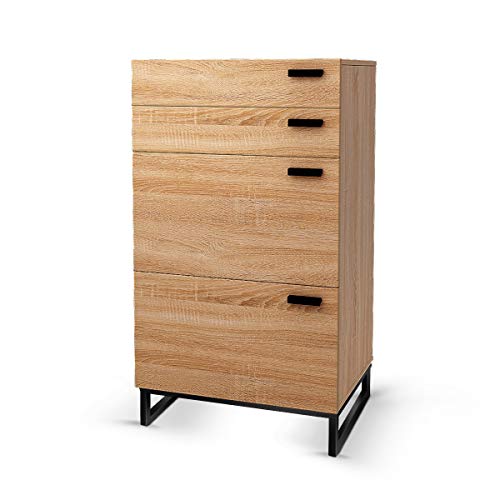 WLIVE 4 Drawer High Dresser, Drawer Chest, Storage Cabinet with Steel Legs