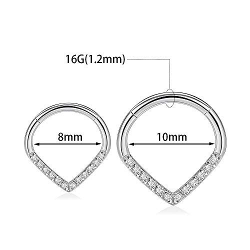 Funlmo 16G Septum Jewelry Surgical Steel Septum Rings Teardrop 8Mm Daith Earrings Nose Rings Septum Clicker Daith Rook Helix Piercing Jewelry #TOP4