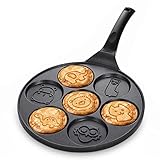 Non-stick Pancake Pan, Animal Pancake Maker Pan with 7-Cup, Mini Blini Pancake Mold for Kids, Black