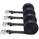 Lashing Straps,1' x 10Ft Adjustable Cam Buckle Tie Down Cinch Strap for Packing Black 4 Pack,Packing Straps Heavy-Duty for Cargo/Luggage/Kayak/Truck/SUV/Car Roof Rack