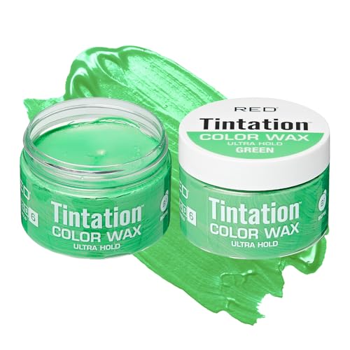 Red by Kiss Tintation Temporary Hair Color Wax Vivid Instant Color Ultra Hold Water & Sweat Resistant Curly Hair Safe Non-Drying & Damage-Free (Green)