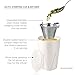 Tea Forte Kati Cup Forte White, Ceramic Tea Infuser Cup with Infuser Basket and Lid for Steeping Loose Leaf Tea