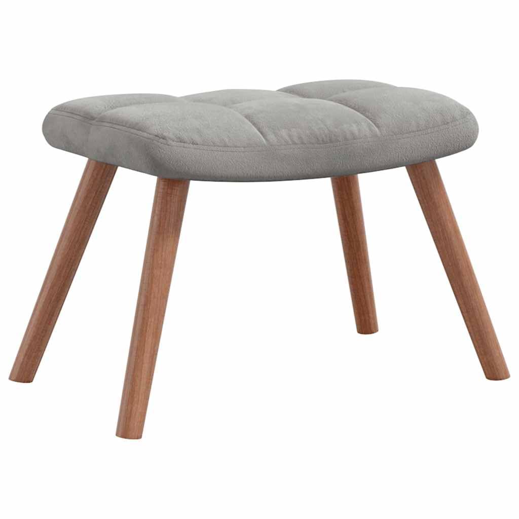 Mecedora moderna para interior con taburete, mecedora con estructura de acero y acolchado grueso, silla de relax con suave terciopelo gris claro