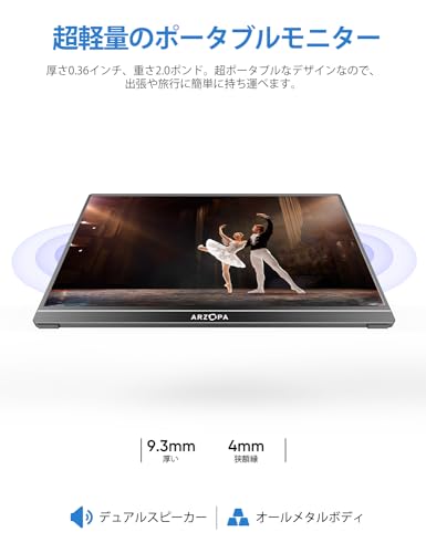 undefined ARZOPA 17.3インチ ポータブルモニター 1920*1080 ゲーミング用 ポータブルディスプレイ IPS液晶パネル 薄型 自立型 スイッチ用 USB Type-C 標準HDMI PS4/XBOX/Switch/PC/Macなど対応 在宅勤務 リモートワーク A1M の商品画像 6