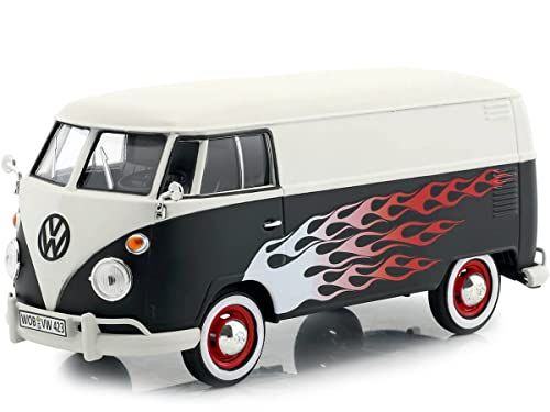 Volkswagen Type 2 (T1) Delivery Van with Flames 1/24 Diecast Car Model by Motormax
