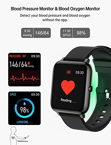 Popglory Smartwatch, fitnesstracker met bloeddrukmeting, fitnesshorloge met hartslagmeter, slaapmonitor, IP67-waterdicht… - Image 6