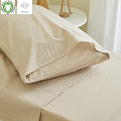 Brandream 4Pcs Toddler Bedding + 3Pcs Crib Bedding Gender Neutral Boho Bohemian Girl Boy Solid Beige Farmhouse Chic Unisex Minimalist Tassel Fringe Macrame Cozy 100% Washed Cotton Comforter Set #TOP2