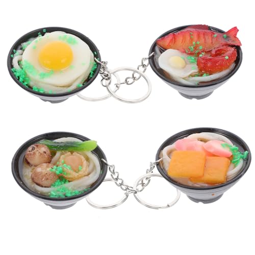 PACKOVE 4pièces Porte-clés Ramen Lot De Pendentifs Style Japonais Imitation Décorations De Clés Forme De Ramen