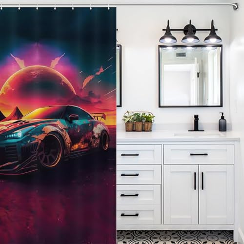 Rideau de douche voiture de sport imperméable 122x183 cm - 5