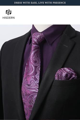 Image of HISDERN Mens Dress Shirt with Tie Pocket Square Set Classic Button Down Shirt Matching Tie Long Sleeve Shirts