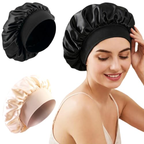 Loomify 2 Pièces Satin Bonnet de Sommeil, Bonnet de Nuit en Soie pour Soin