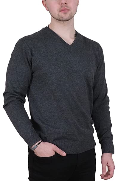 Pull Tricoté à Col en V pour Homme 100% Coton en Grandes Tailles