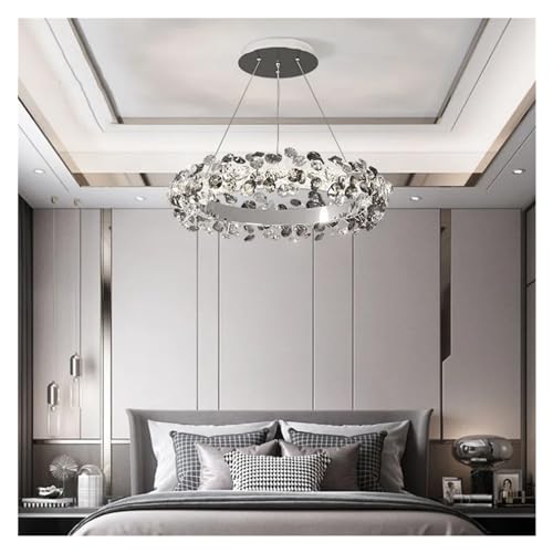 Lustre plafond nordique moderne, lampe à suspension en cristal et décoration de salon