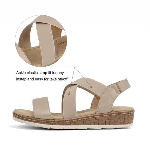 Image of VJH confort Women's Flat Sandals, Comfort Slip-on Elastic Ankle Strap Slingback Light Weight Casual Walking Sandals