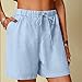 Ladies Casual Shorts Wide Leg Summer Lightweight Pockets Short Women's High Rise Lace Up Trendy Fashionable Bottom Blue