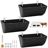 Hanging Chicken Feeder Trough and Goat Feeder, Sheep Deer Poultry Dogs Deers Gooses Duck Fence, 5 Quart Feeder Supplies Livestock Feeding Container Supplies Feeders Waterer Bucket, 3pack Black