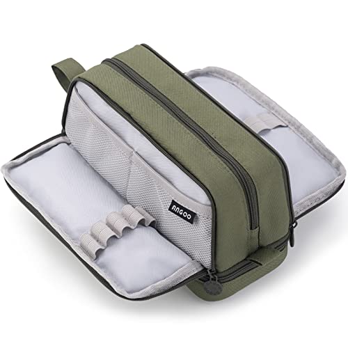 CICIMELON Large Capacity Pen Pencil Case with 4 Compartments, Multi-Slot Pencil Pouch Bag Aesthetic School Supplies Organizer for Teens Adults (Olive Green)