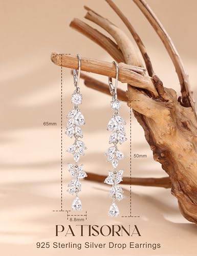 Image of PATISORNA 925 Sterling Silver Long Dangle Earrings for Women Hypoallergenic