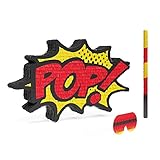 FRENZ Pop! Pinata Bundle with a Blindfold and Bat ― Perfect Sized Pinata for Birthday Parties, Kids Carnival and Related Events ― Can Hold Up to 2 lbs of Candy (17 x 12 x 3.5 Inches)