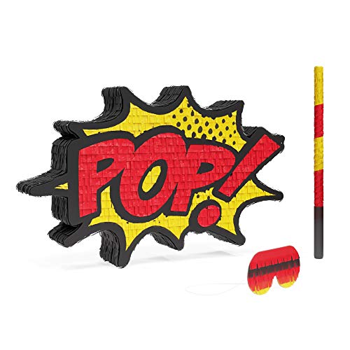 FRENZ Pop! Pinata Bundle with a Blindfold and Bat ― Perfect Sized Pinata for Birthday Parties, Kids Carnival and Related Events ― Can Hold Up to 2 lbs of Candy (17 x 12 x 3.5 Inches)