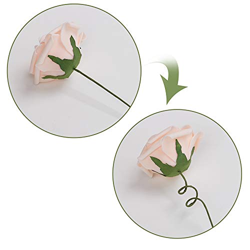 Macting Artificial Flower Rose, 30Pcs Real Touch Artificial Roses For Diy Bouquets Wedding Party Baby Shower Home Decor (Champagne) #TOP5