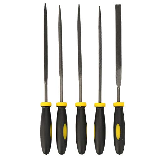 Vikye Mini juego de limas de madera con escofina de acero, práctico kit surtido de limas metálicas de mini limas planas surtidas, práctico kit de limas populares(3 * 140 mm)