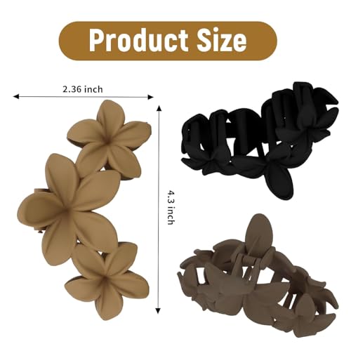 Image of ANNACREATIONS 4 Pcs Korean Fashion Flower Matte Hair Claw Clip for Thick & Thin Hair Strong Hold Hair Clutcher Hair Accessories Clutches for Women & Girls