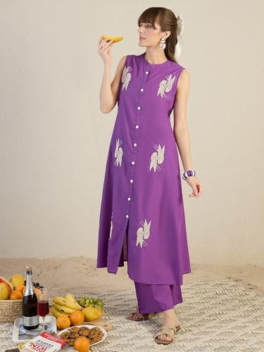 Image of INDO ERA Women's Catton Ethnic Co-Ord Set | Kurta Pant Set | Kurta Palazzo Set | Stylish Cotton Suit Set for Women,11255 | Co Ord Set For Women Stylish |