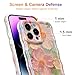 EYZUTAK Case for iPhone 16 Pro Max, Colorful Retro Oil Painting Printed Flower Laser Glossy Pattern Cute Curly Wave Edge Exquisite Phone Cover Stylish Durable TPU Protective Case for Girl Women-Green