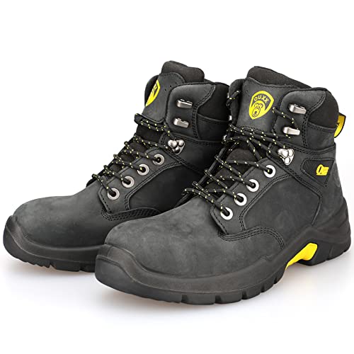 OUXX Work Boots for Men, Steel Toe & Non-Slip Rubber Safety Shoes, PORON XRD, ASTM F2413-18 I/75 C/75 SD(OX1601)2