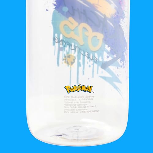 Silver Buffalo Pok&eacute;mon Skate Graffiti Electrifying Pikachu Water Bottle with Screw-On Lid, 28 Ounces