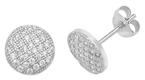 Boucles d'Oreilles Argent 925 Femme Zirconium 9mm Puces Oreilles Clous WJS22747